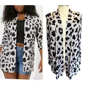 Torrid Plus Size 1 Disney Minnie Mouse Leopard Print Super Soft Open Cardigan 1X